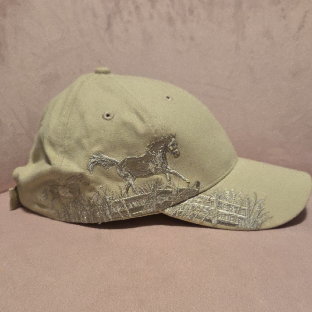 Embroidered Horse Design Cap - Tan